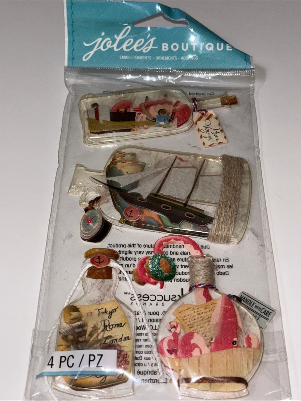 Jolee's Boutique Nautical Bottle Embellishments Jolees Message In Bottle 3D